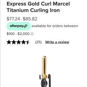 NWOT Paul Mitchell ProTools Express Gold Curl 1” Marcel Iron